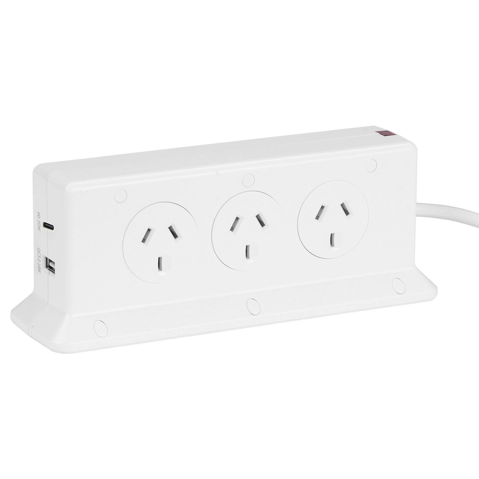 Arlec 6 Outlet Vertical Powerboard With PD30W Rapid Charging USB A & C