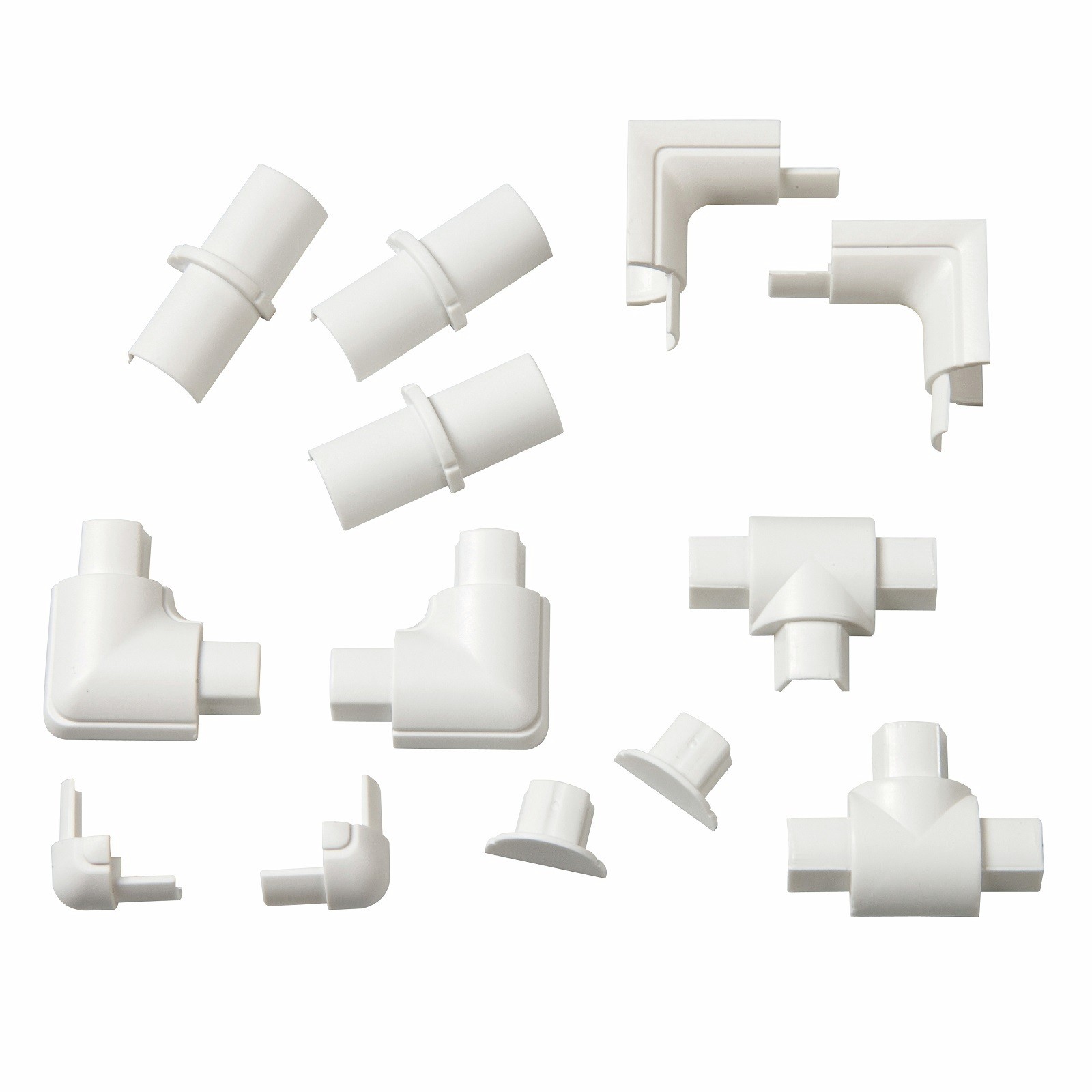 D-Line 16 x 08mm White 13 Piece Smooth Fit Cable Cover Accessories Bends Connect
