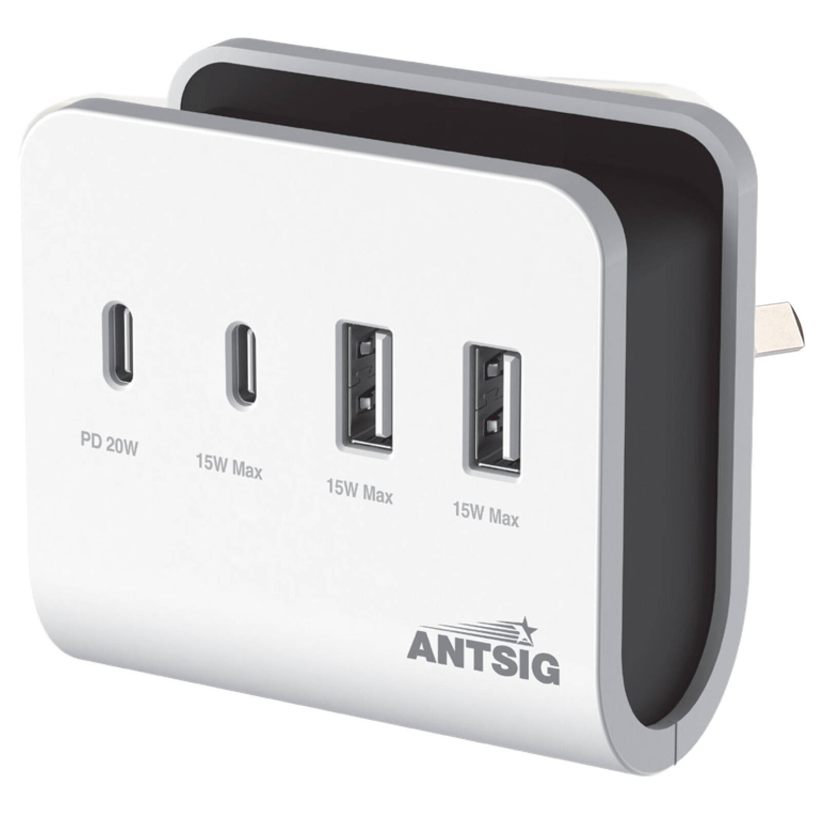 Antsig 20W 4-Port USB Wall Charger TV Cable