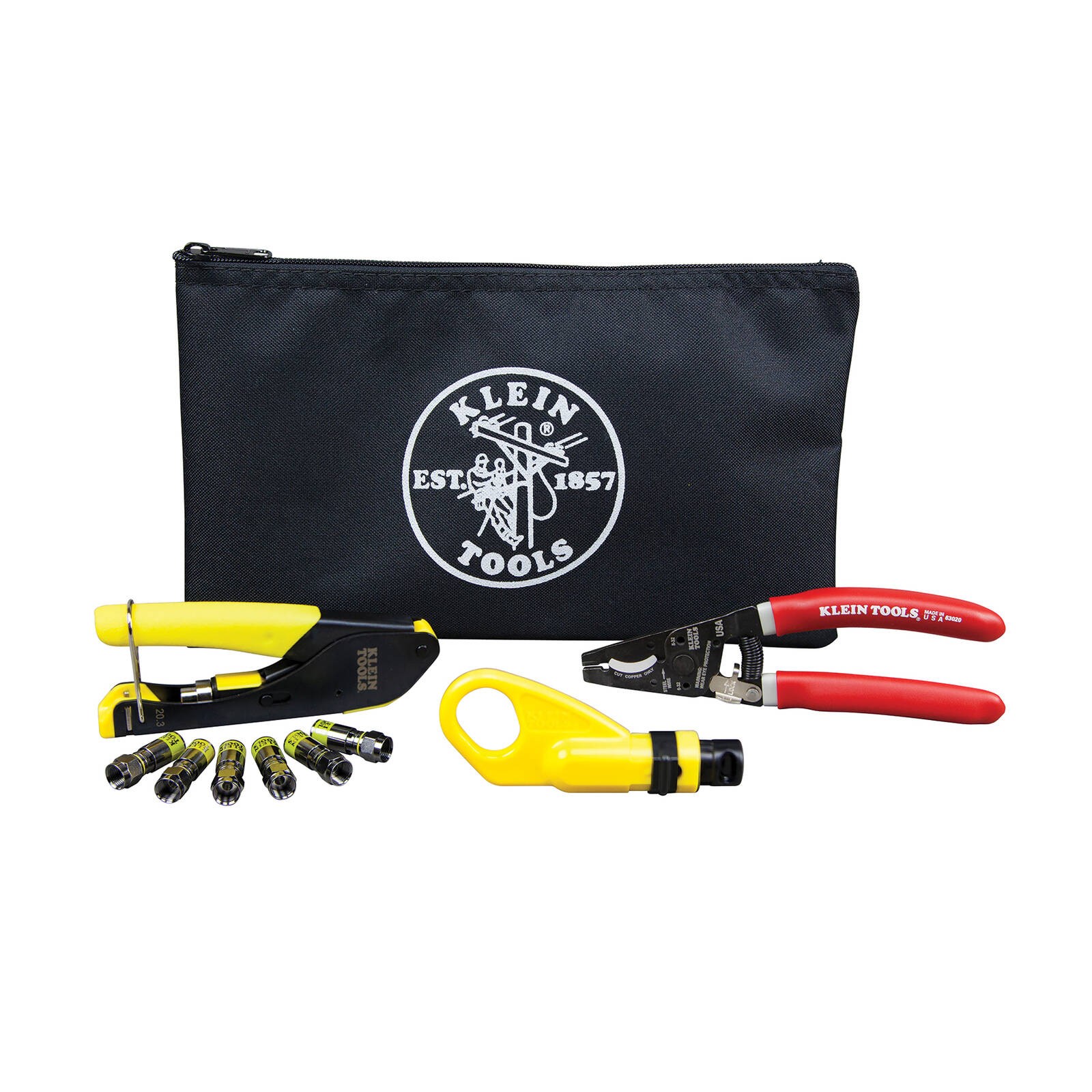 Klein Tools Coax Cable Installation Kit with Zipper Pouch Car Stereo Install Kit