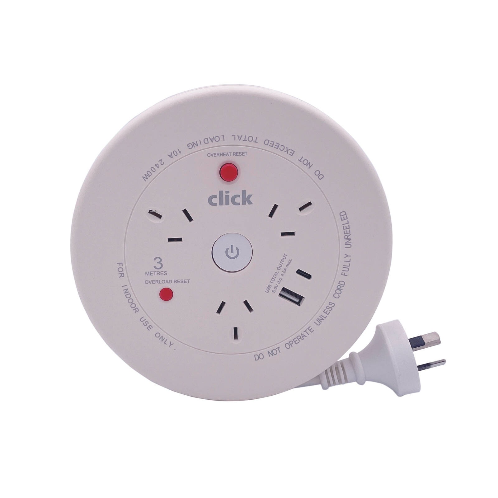 Click 3 Metre Cable Reel With USB Charger Car Wiring Adapter