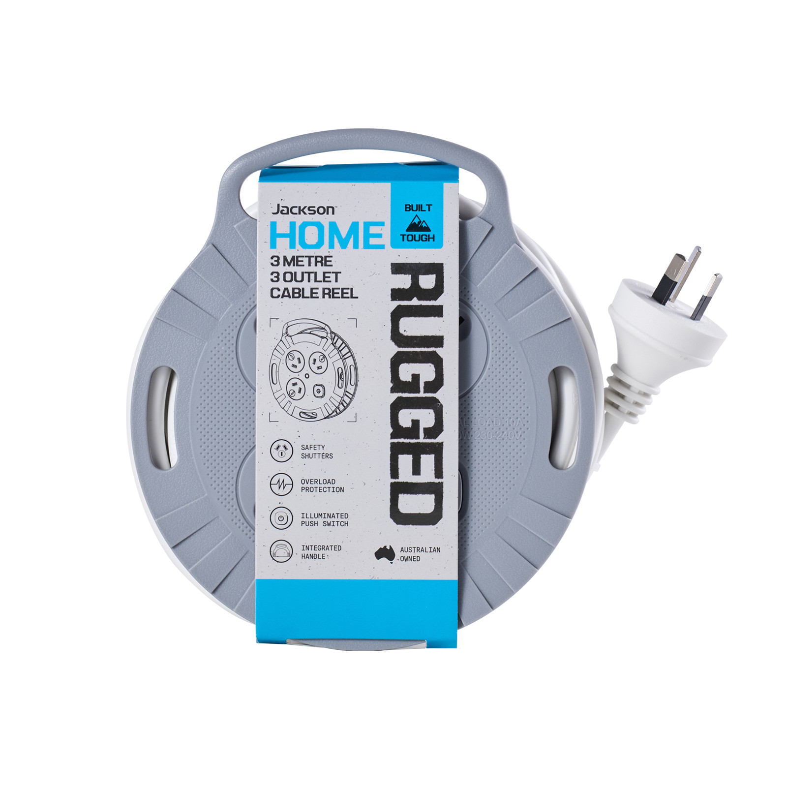 Jackson Rugged 3 Outlet 3 Metre Extension Reel Electronics
