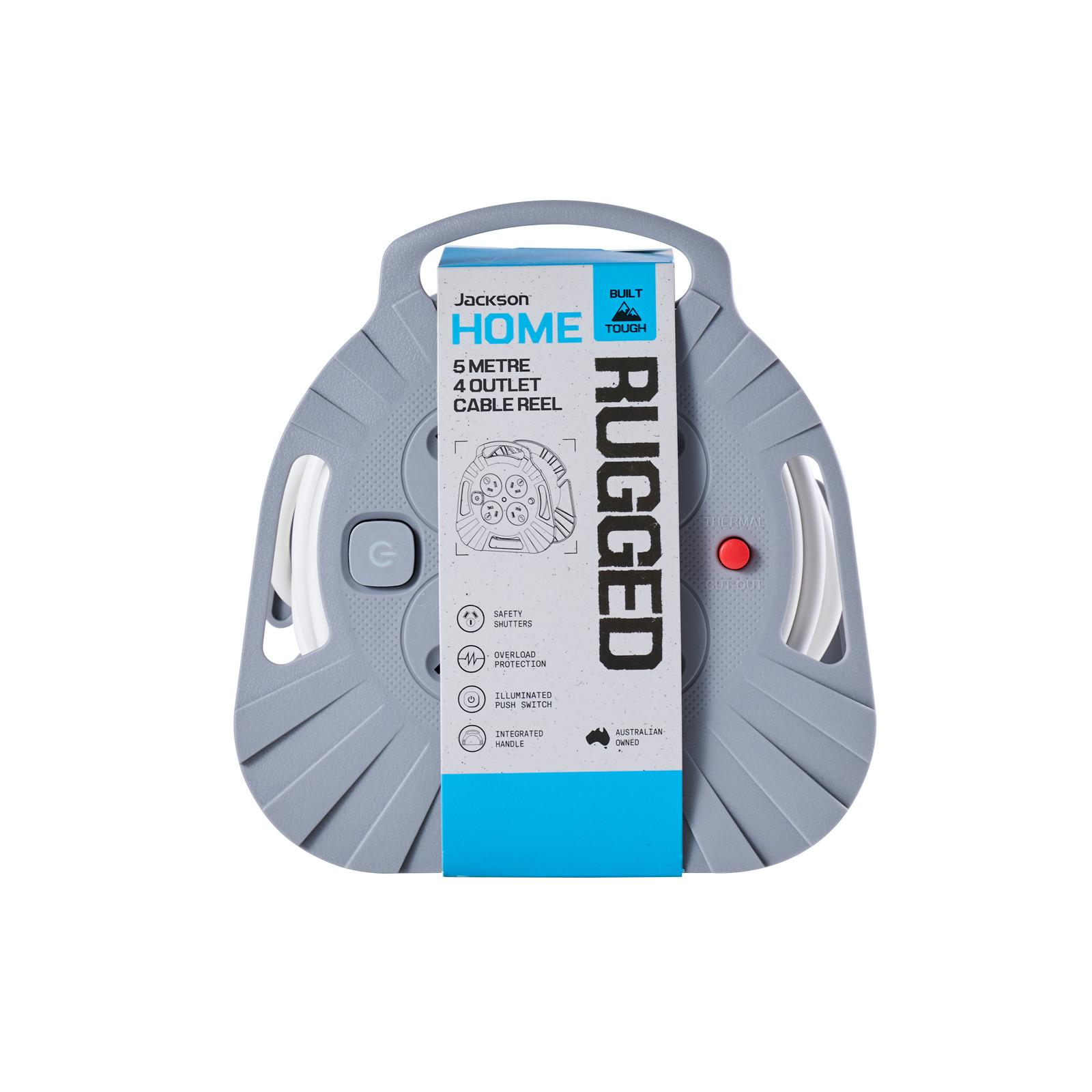 Jackson Rugged 4 Outlet 5 Metre Extension Reel Electronics
