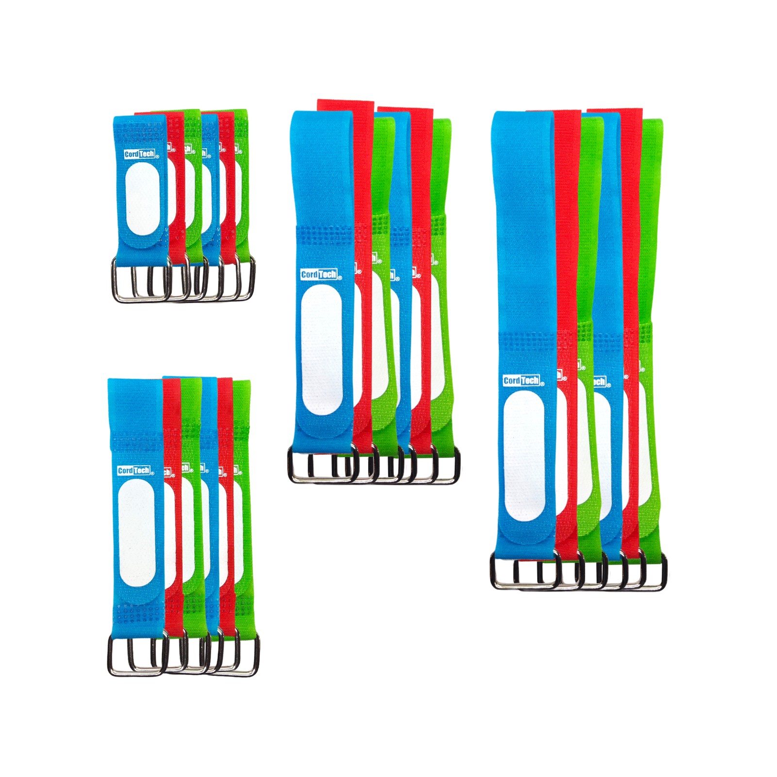 CordTech Reusable Assorted Label Strap Kit With Buckle - 24 pieces