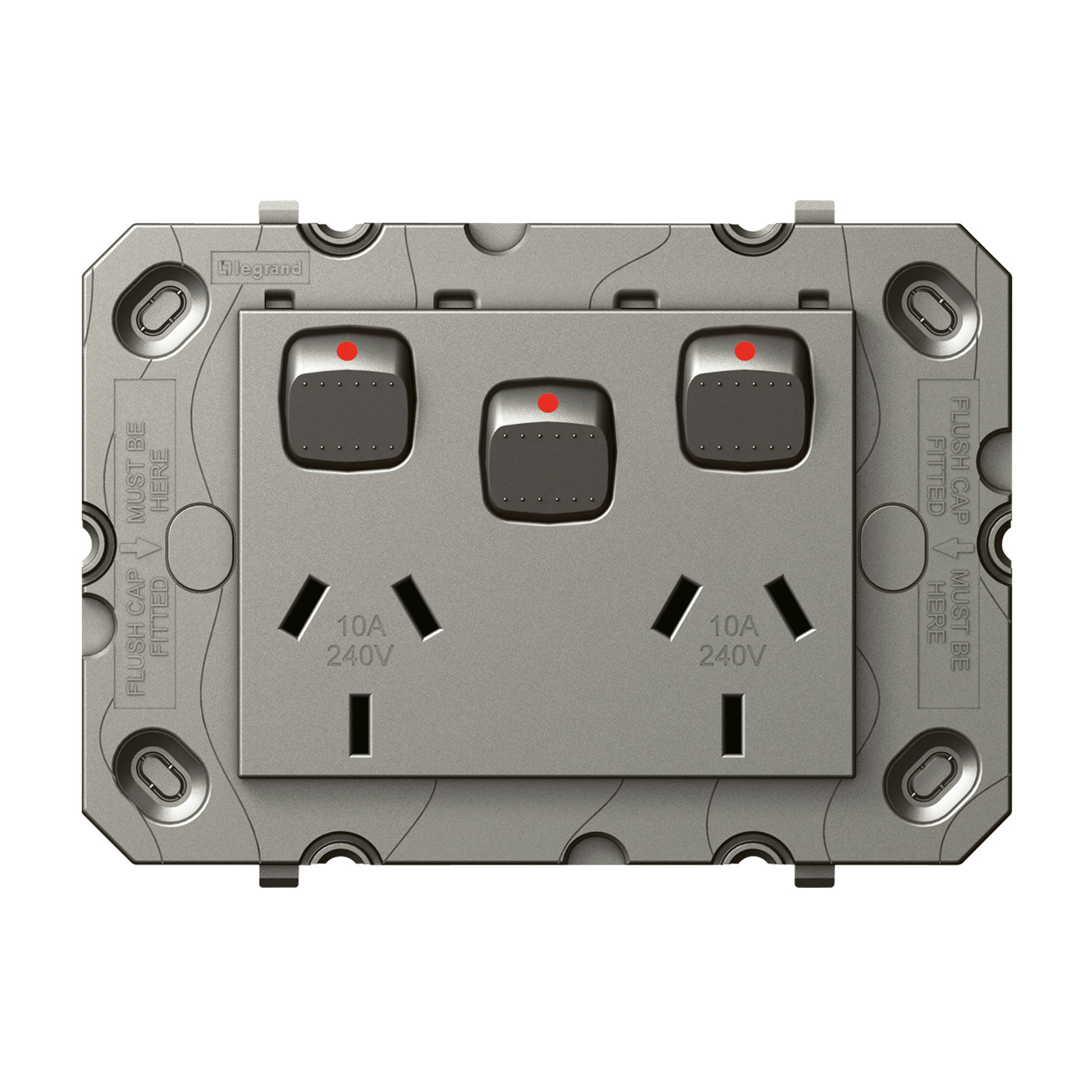 HPM ARTEOR Double Powerpoint With Extra Switch - Grid Only - Magnesium