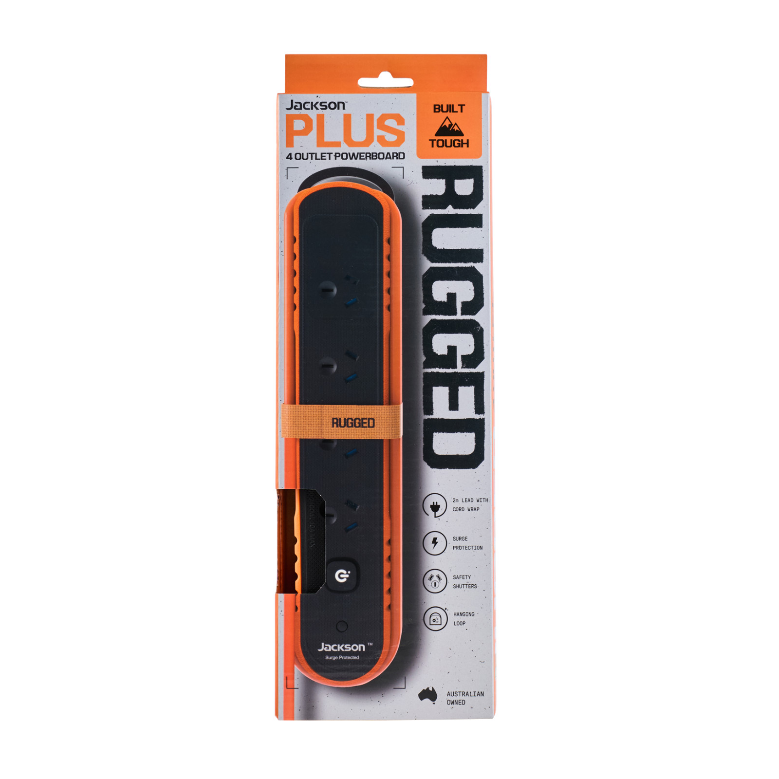 Jackson Rugged Plus 4 Outlet Powerboard With Switch And Wrap