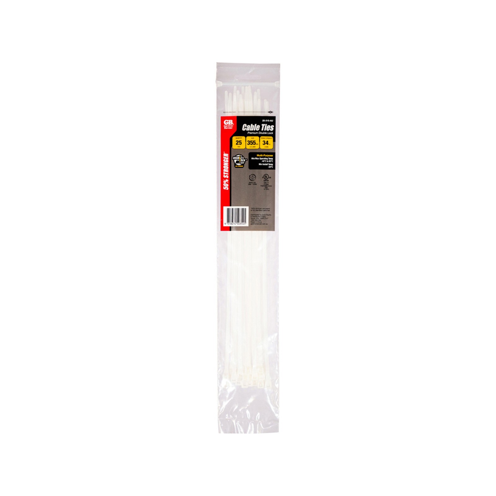 Gardner Bender 355 x 4.3mm Double-Lock Cable Ties - 25 pieces Car Wiring Adapter