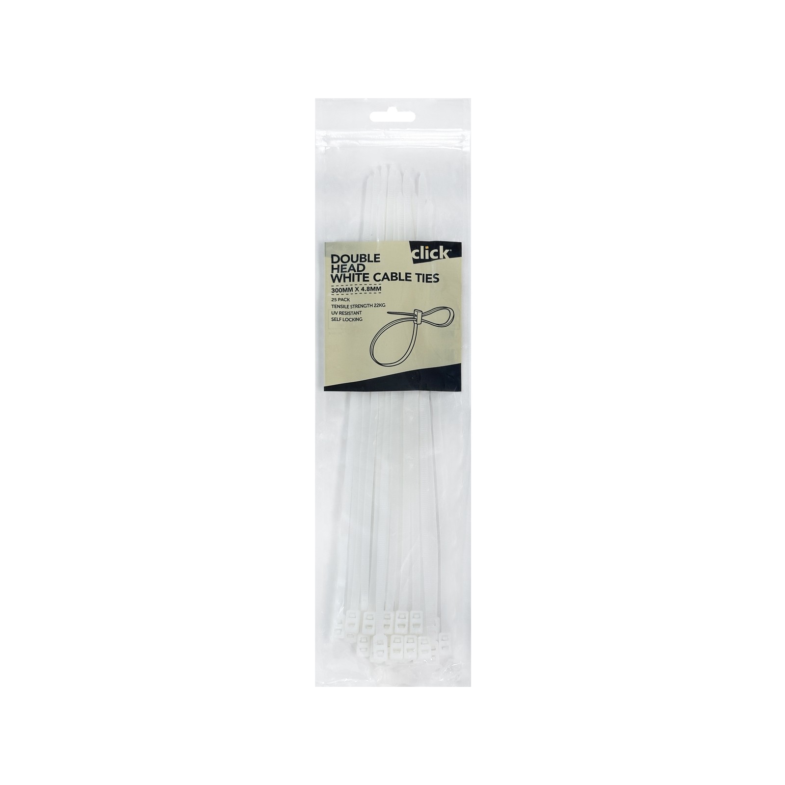 Click 300mm Double Headed Cable Tie - 25 pieces Car Wiring Adapter