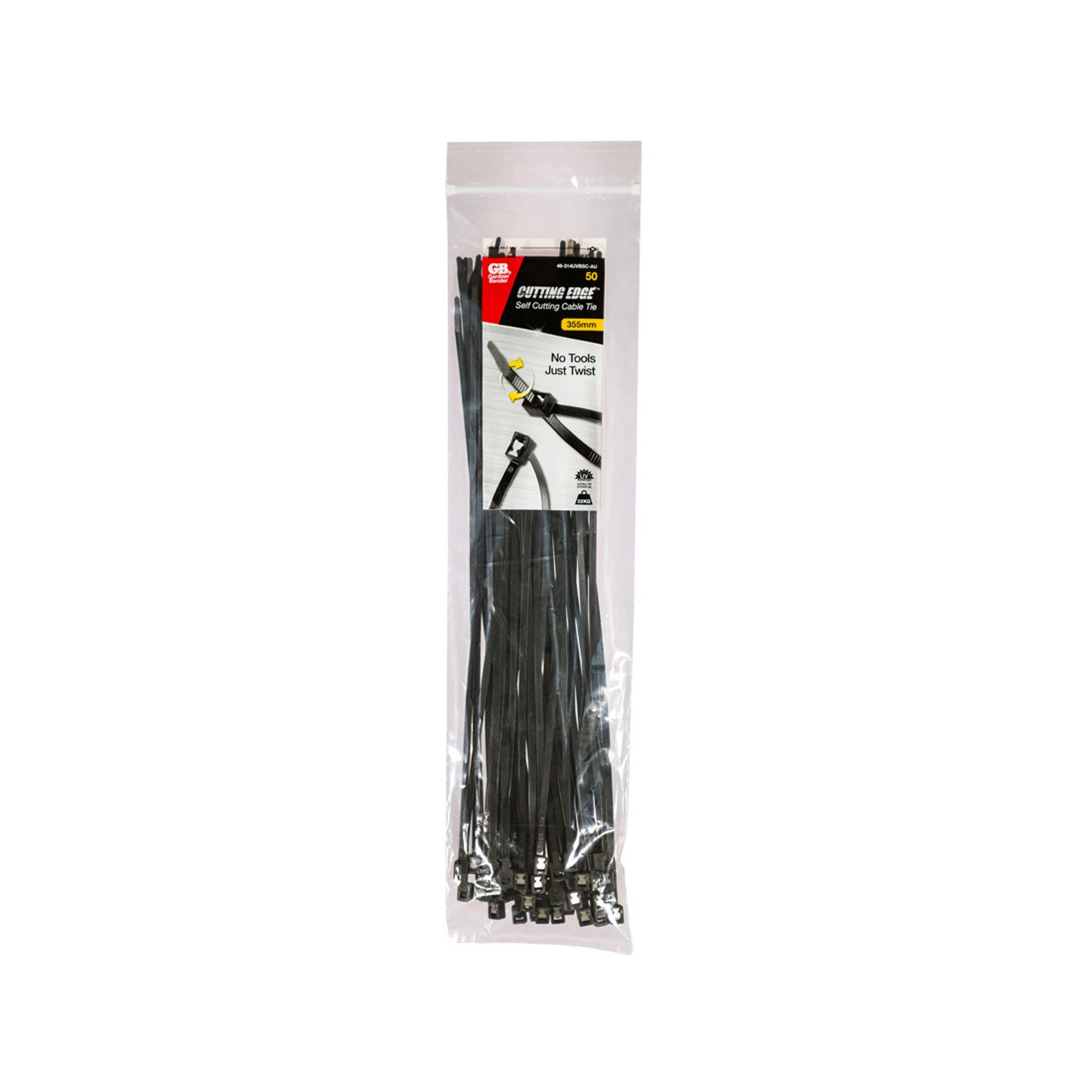 Gardner Bender 355 x 4.3mm Black Self-Cutting Cable Ties - 50 pieces Car Wiring