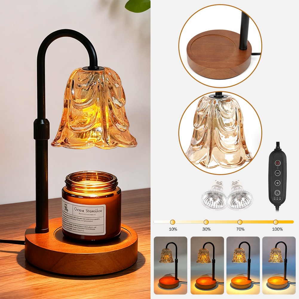 Warmer Candle Lamp Adjustable Height Timer Dimmer 50W GU10 Wax Melt Night Light