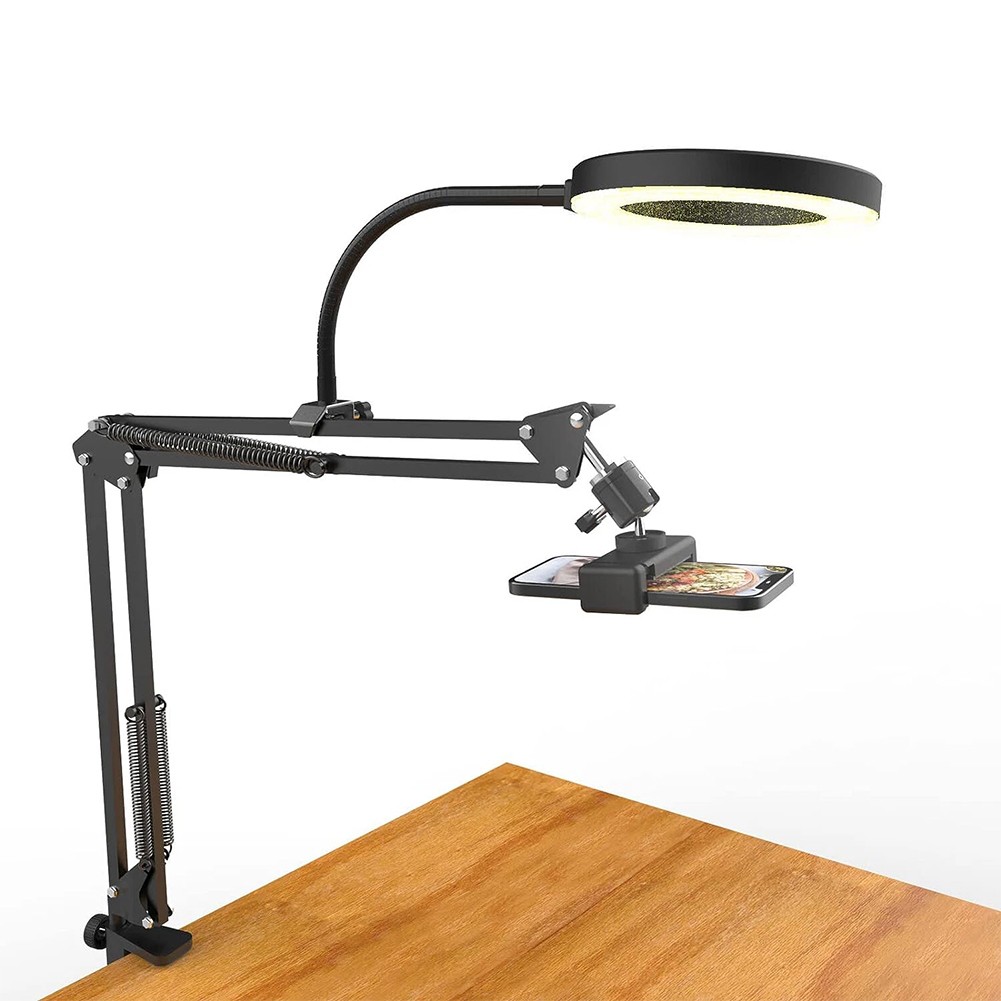 Universal Overhead Phone Mount Ring Light Flexible Arm Camera Holder Desk