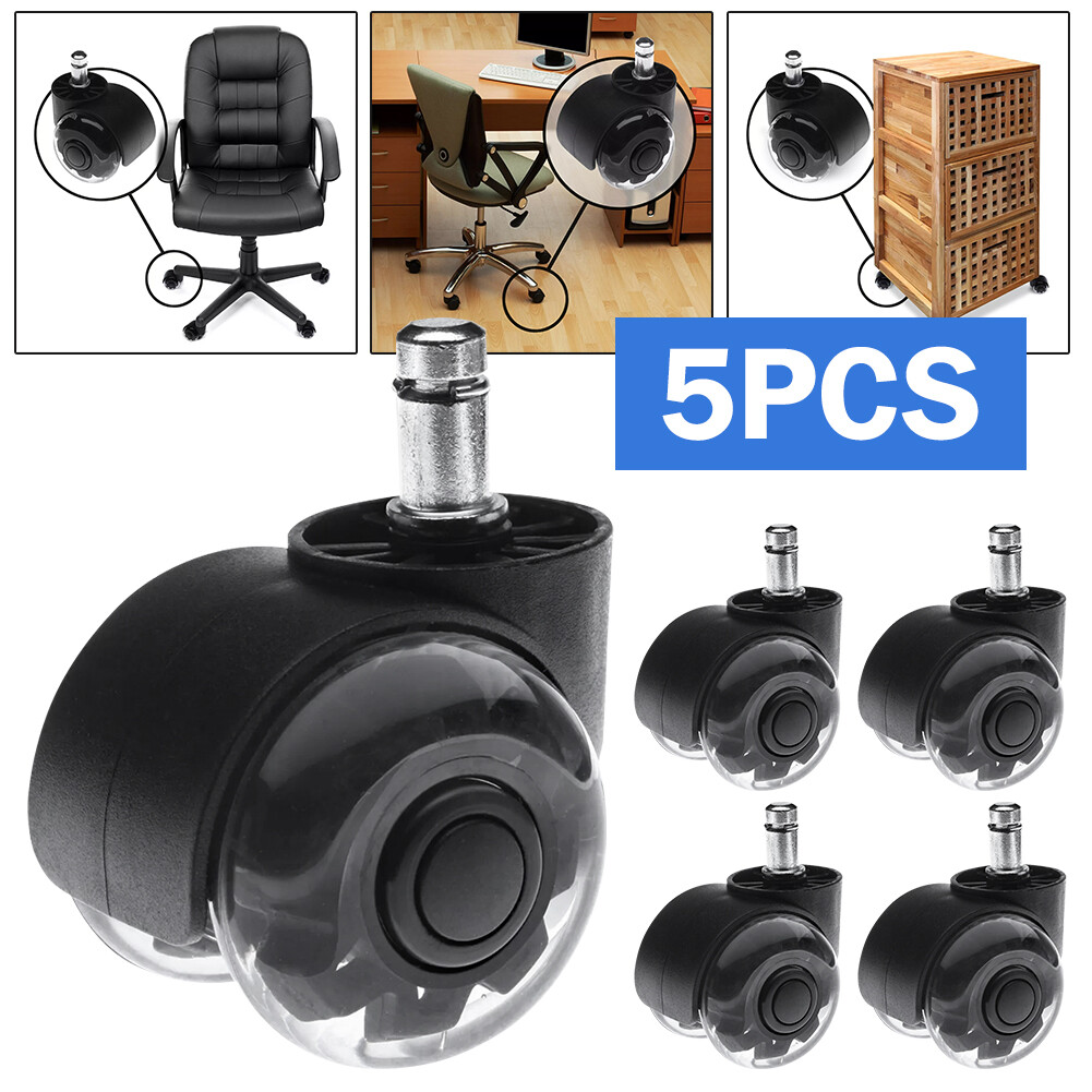 5pcs Rollerblade Office Desk Chair Wheels Replacement Caster Black Polyurethan