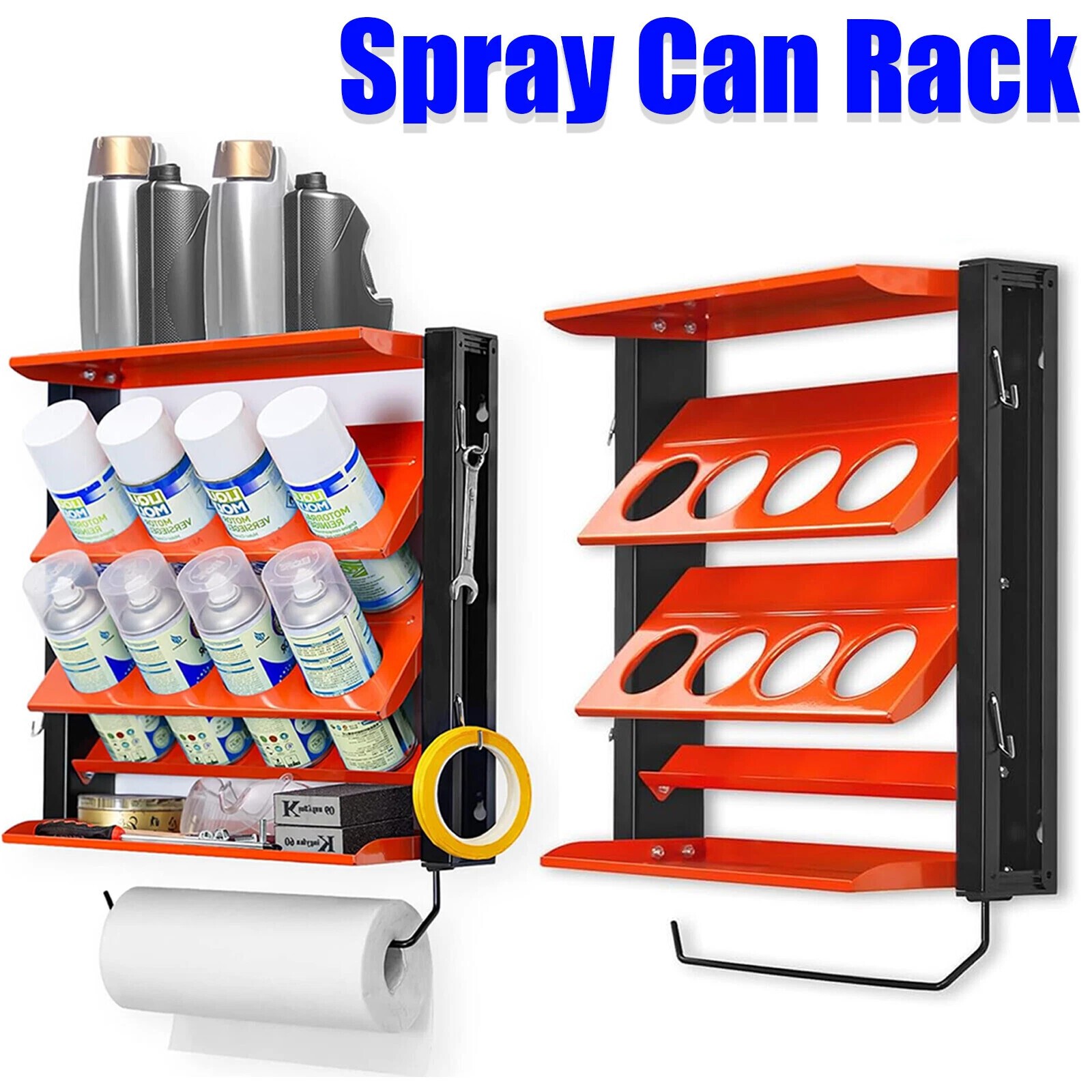Metal Spray Bottle Holder Wall Mounted Aerosol Can Storage Rack for Van Garage