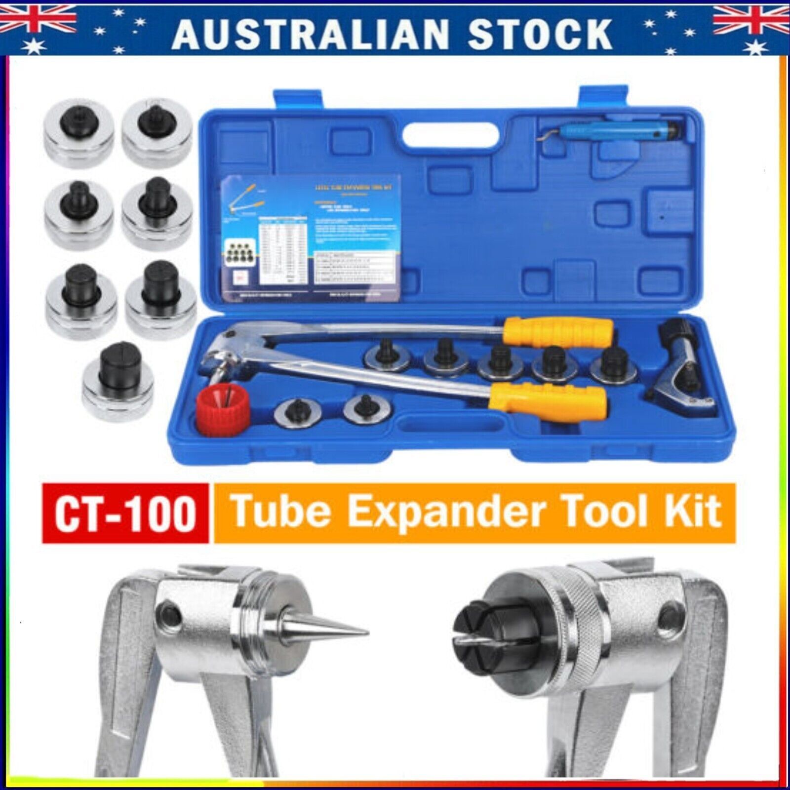 CT-100 7 Heads Copper Pipe Expander Tool Kit Metal Plumbing Air Condidtioning