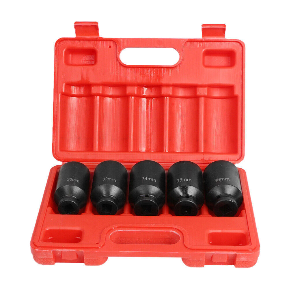 5PCS 12 Point Deep Impact Axle Nut Socket Set 30mm 32mm 34mm 35mm 36mm