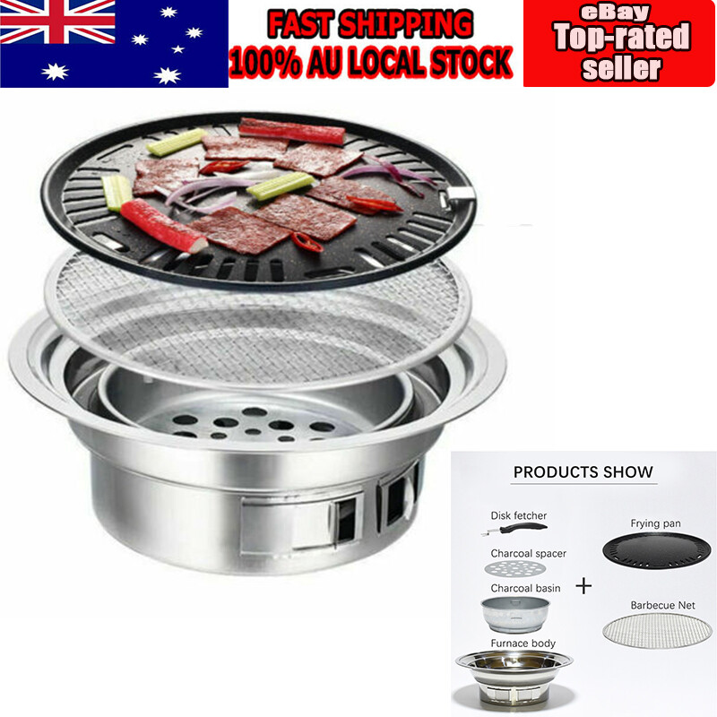12 Korean Style Table Charcoal BBQ Grill Portable Smokeless Stainless Steel
