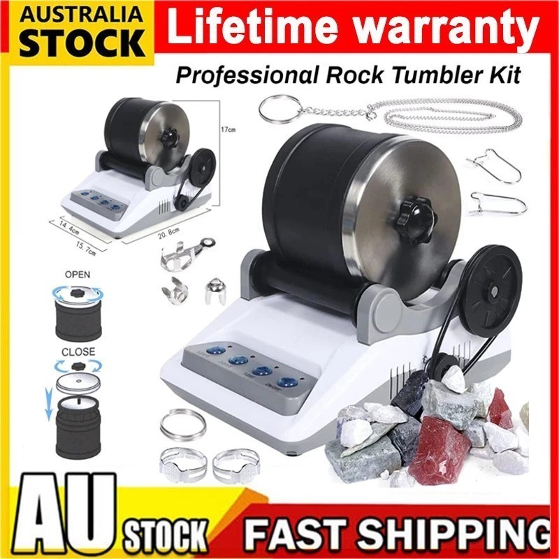 Professional Rock Tumbler Kit Polisher with Rough Gemstones Polishing Grits