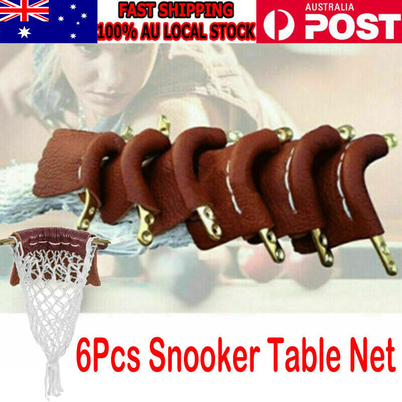 Leather Snooker Table Net Pockets Set 6pcs Billiard Pool Replacement Ball Bags