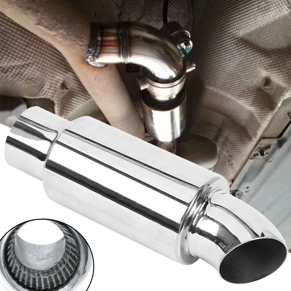 jcV9485651 Resonator Assembly 2.5in. Inlet Outlet Chrome Stainless Steel Muffler