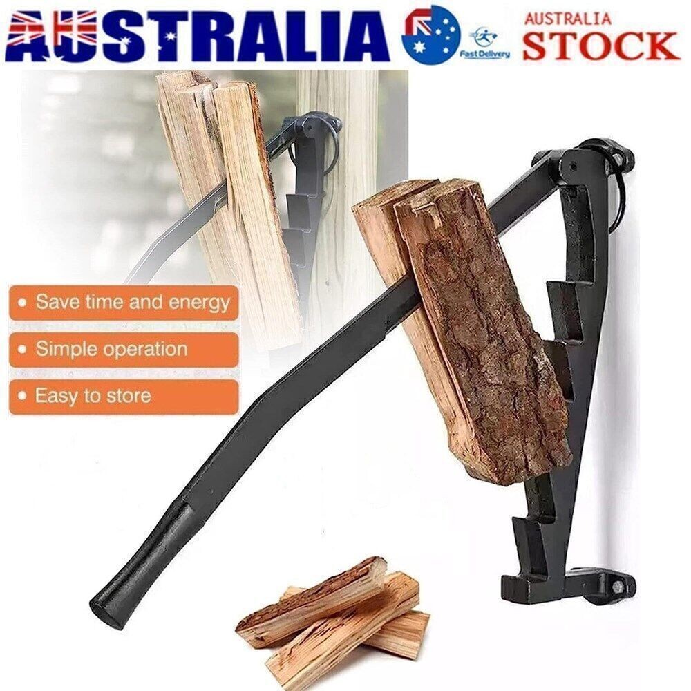 AU Wall Mounted Kindling Splitter High Carbon Steel Manual Fire Cutter Black