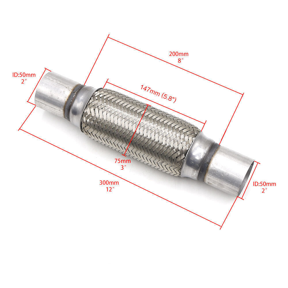 AU 2&apos Exhaust Flex Pipe Joint Coupler Flexible Bellow Clamp Stainless Steel