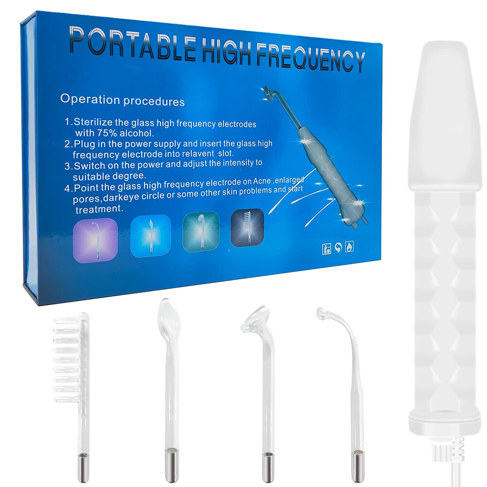 Portable High Frequency Facial Machine Violet Anti-Acne Rejuvenation 4PCS Glass