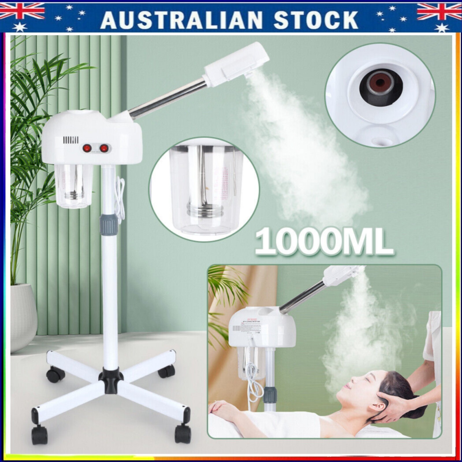 Professional Salon Spa Facial Steamer Stand 1000ml Face Skin Care Tool