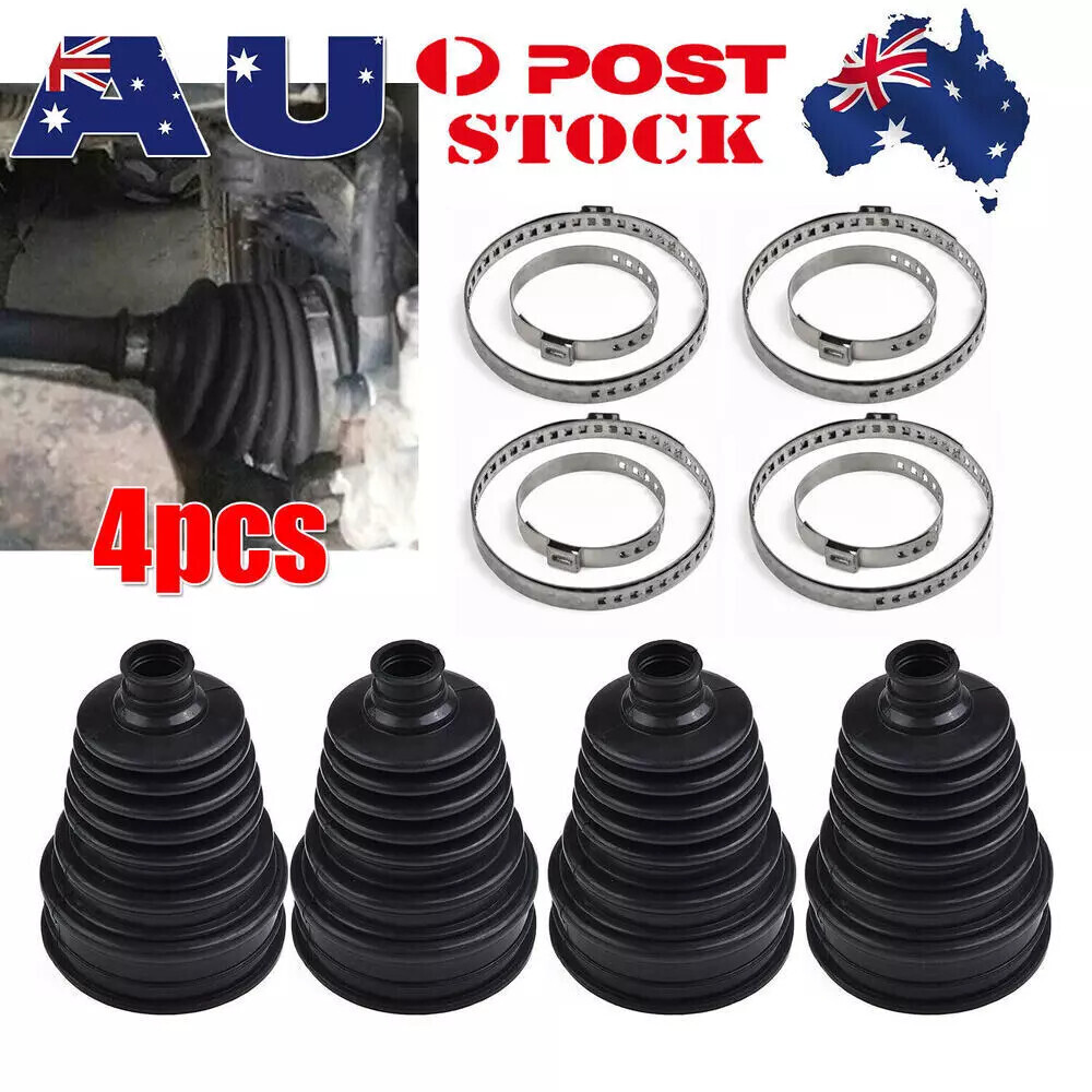4X Silicone CV Drive Shaft Boot Replacement Set Round Clamp Black Rubber