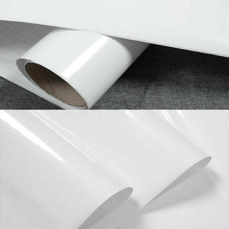 yazi Gloss White Vinyl Peel & Stick Self Adhesive Wallpaper Roll 250cm x 61cm