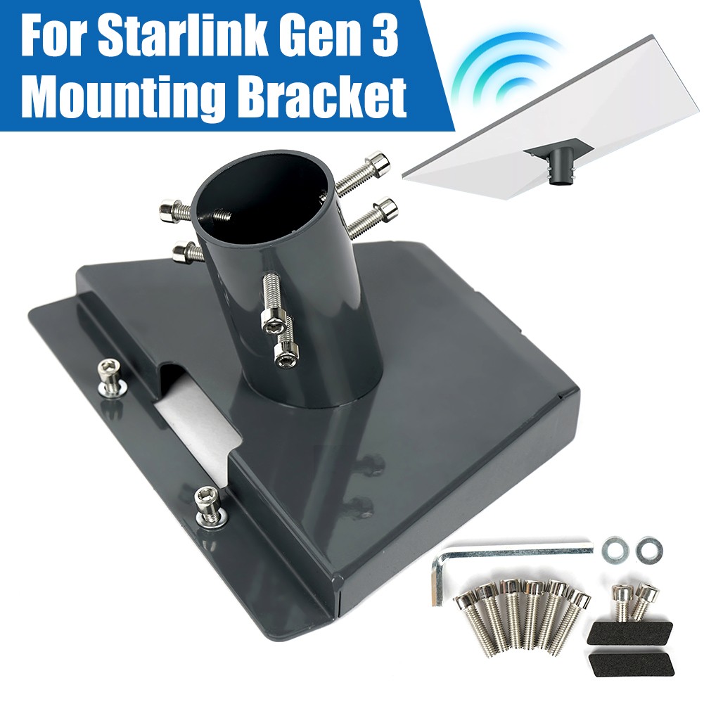 For Starlink Gen 3 Grey Aluminum Alloy Pipe Adapter Fits Pole Mounting Bracket