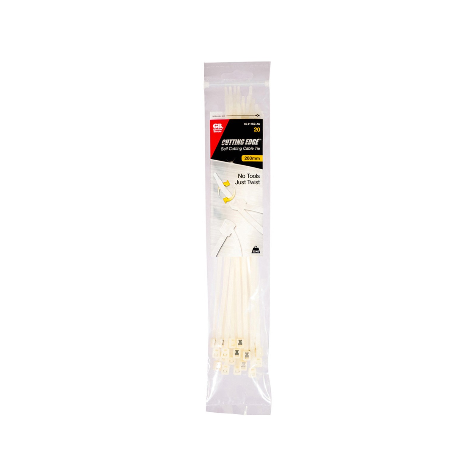 Gardner Bender 280 x 4.3mm Self-Cutting Cable Ties - 20 pieces Car Wiring