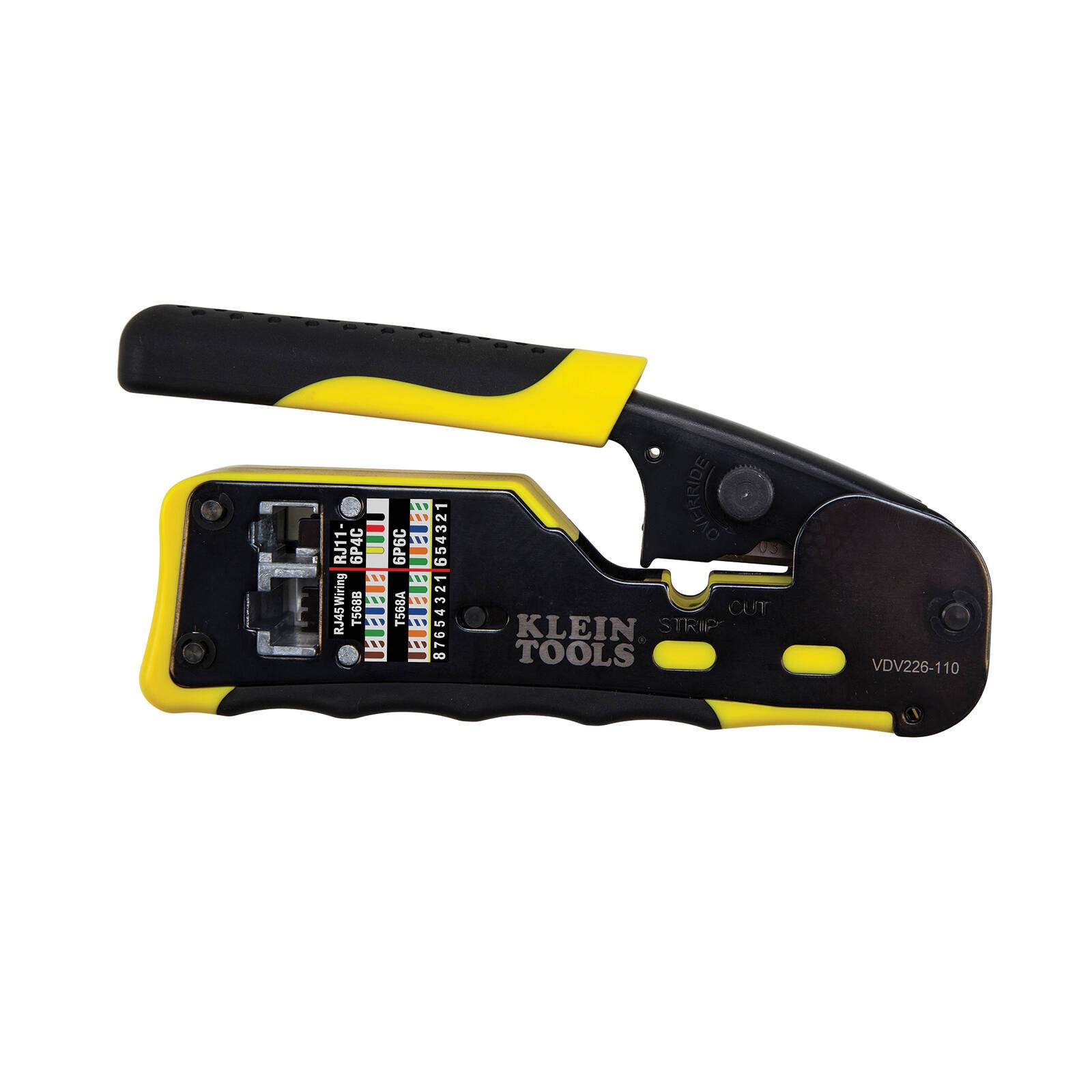 Klein Tools Ratcheting Cable Crimper / Stripper / Cutter, For Pass-Thru Adapter