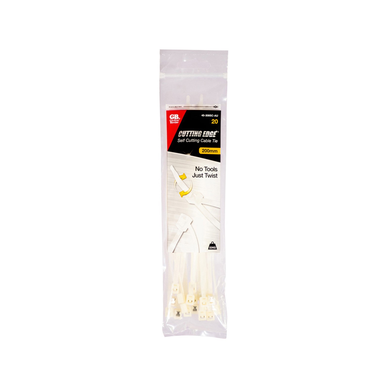 Gardner Bender 200 x 4.3mm Self-Cutting Cable Ties - 20 pieces Car Wiring