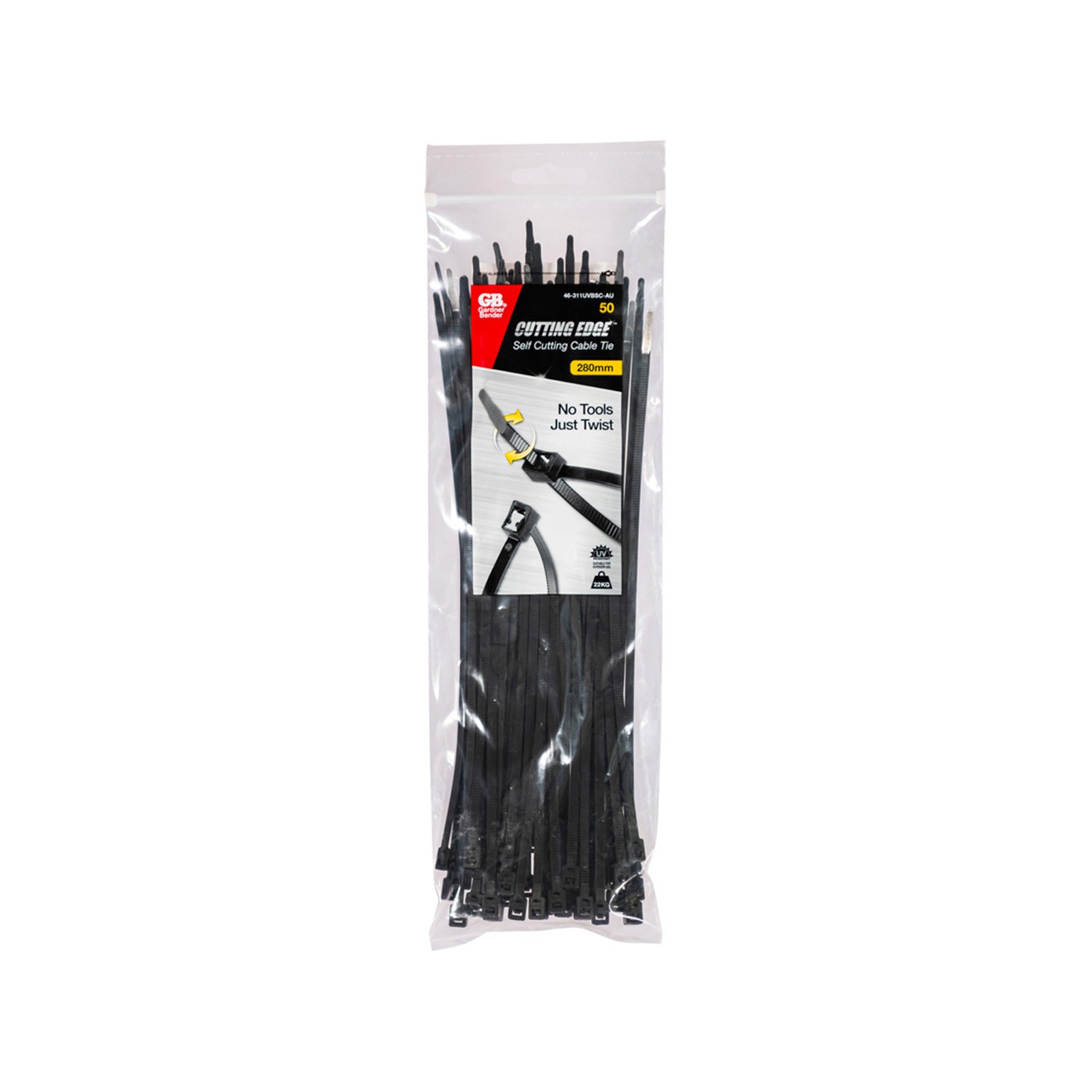 Gardner Bender 280 x 4.3mm Black Self-Cutting Cable Ties - 50 pieces Car Wiring