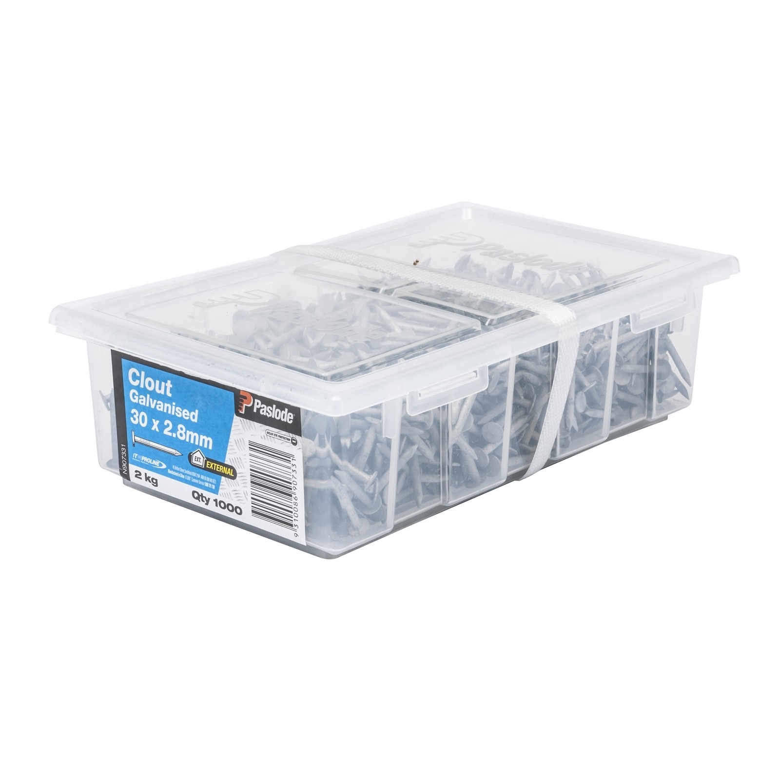 Paslode 30 x 2.8mm 2kg Galvanised Clout - 1000 pieces