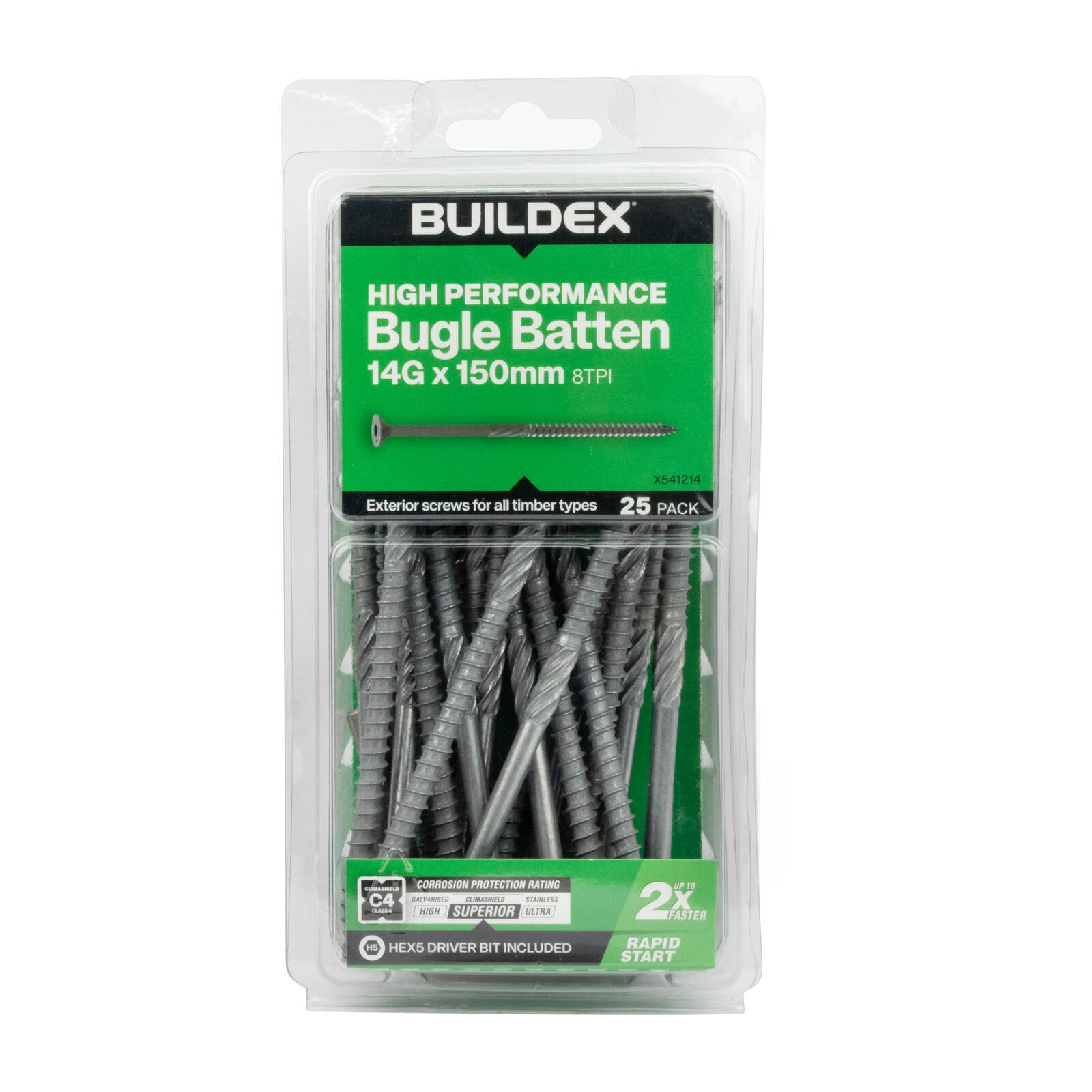 Buildex® 14G x 150mm Class 4 Bugle Batten Screws - 25 pieces