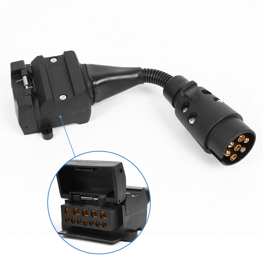 7 Pin Round Socket to 12 Pin Flat Plug Trailer Adaptor AU