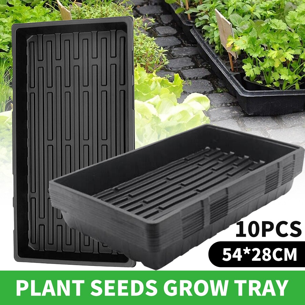 10pcs Black Plastic Rectangular Seedling Propagation Tray 54 28cm