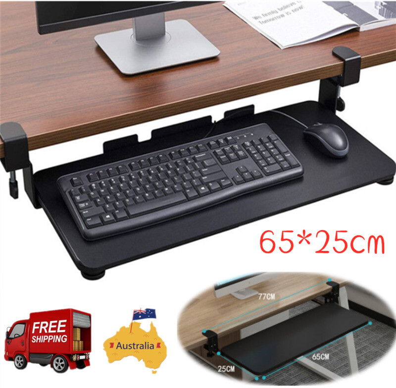 Pull Out Underdesk Keyboard Drawer Tray Office Desk Mount Slider Holder