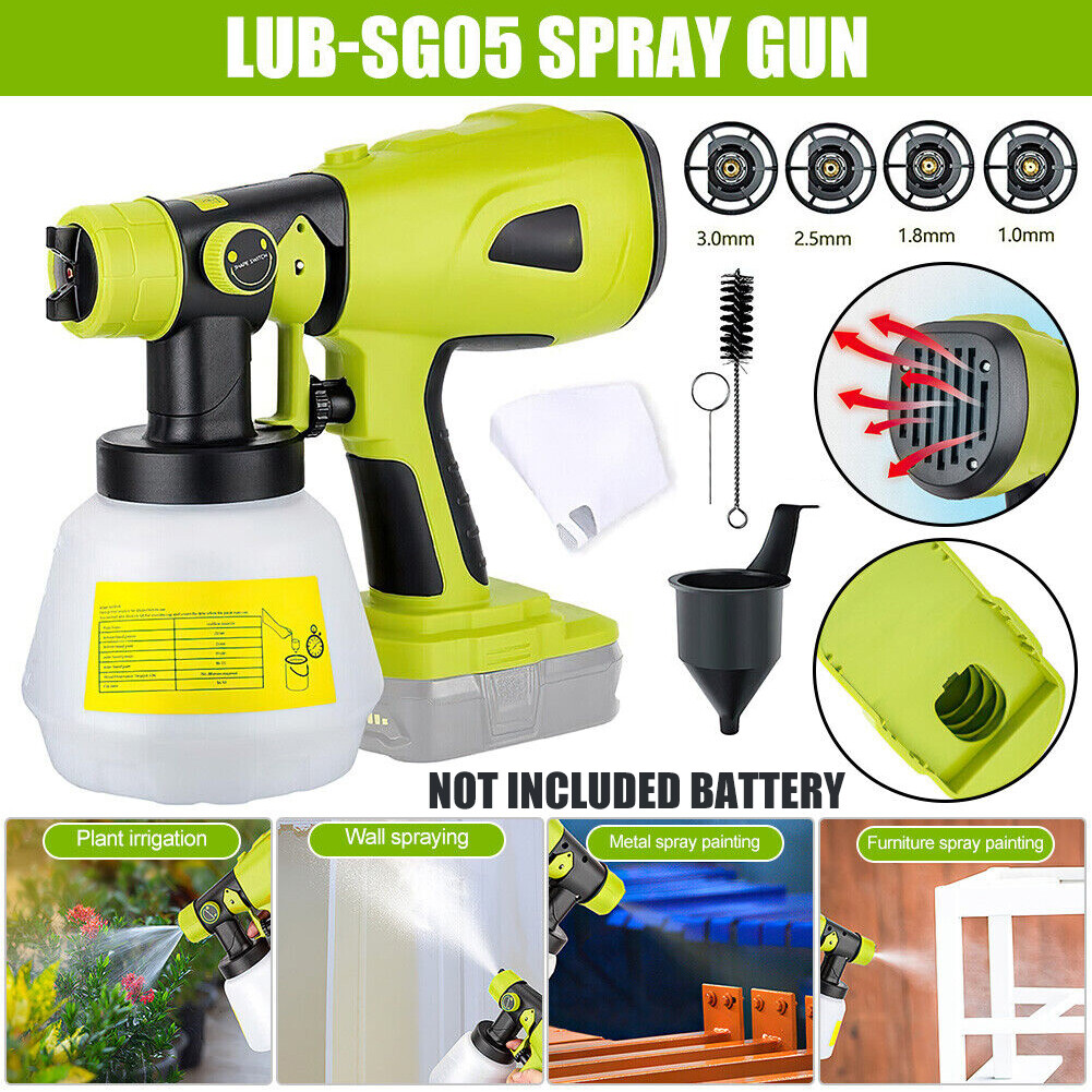 Cordless High Pressure Airless Paint Sprayer Spray Gun For Ryobi 18V Battery