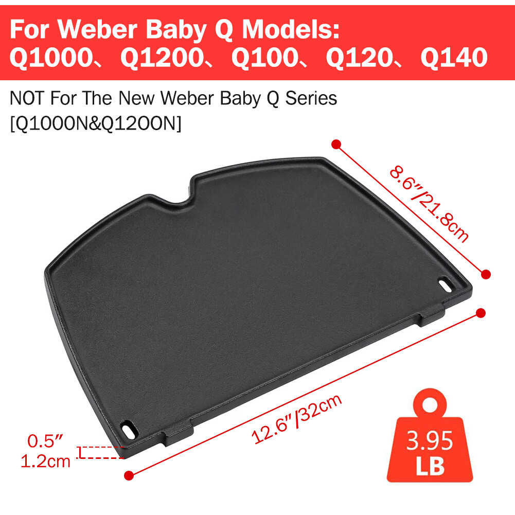 BBQ Half Griddle Plate Cast Iron Black Easy Clean for Weber BABY Q Series AU