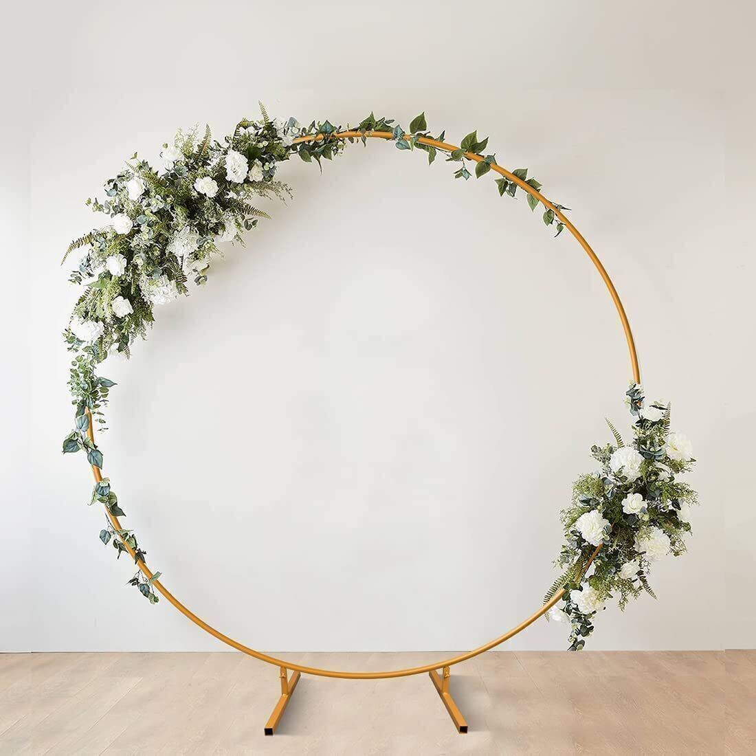 2M Gold Round Hoop Balloon Arch Backdrop Flower Display Stand Iron Frame