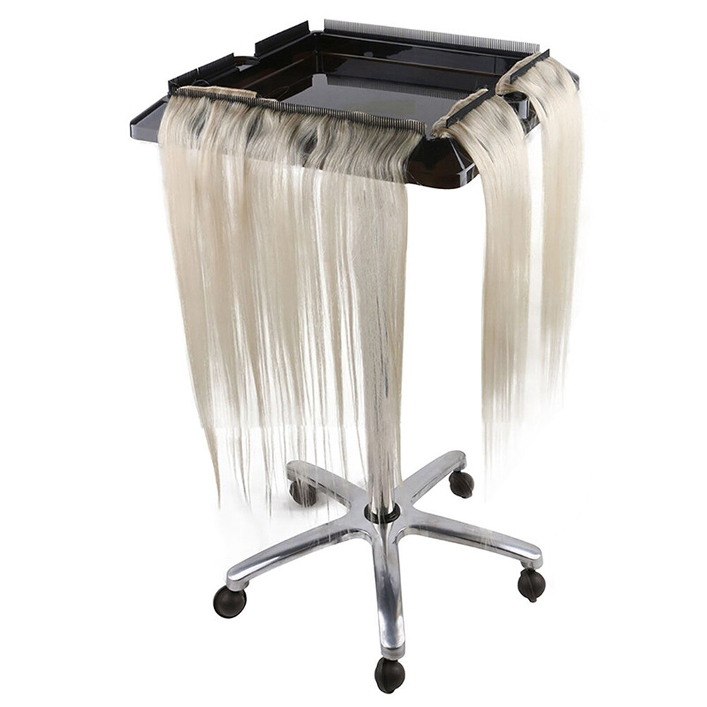 Adjustable Hair Extension Salon Rolling Trolley Cart Tool Stand Black 70-110cm