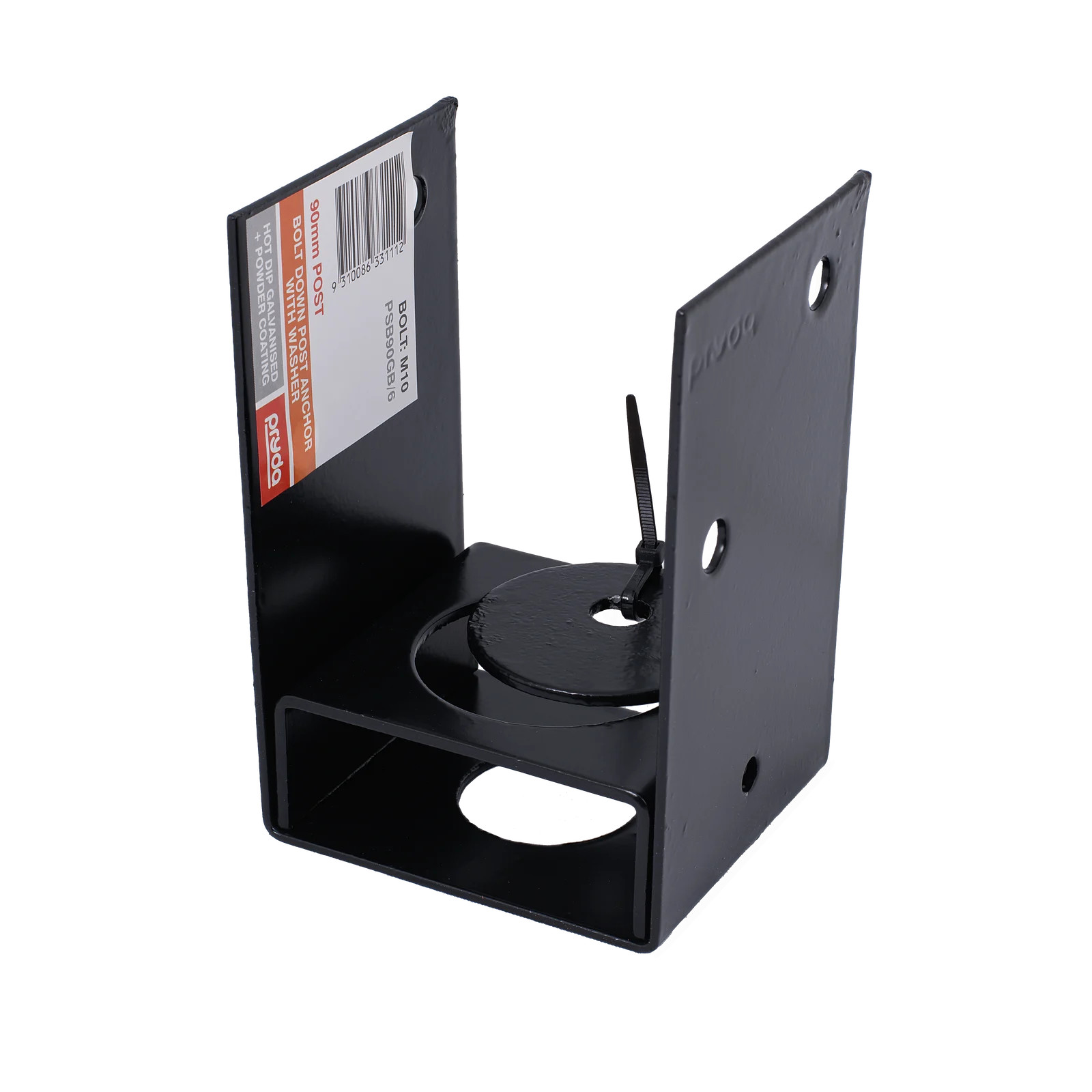 Pryda 90mm M10 Bolt Down Post Anchor Black