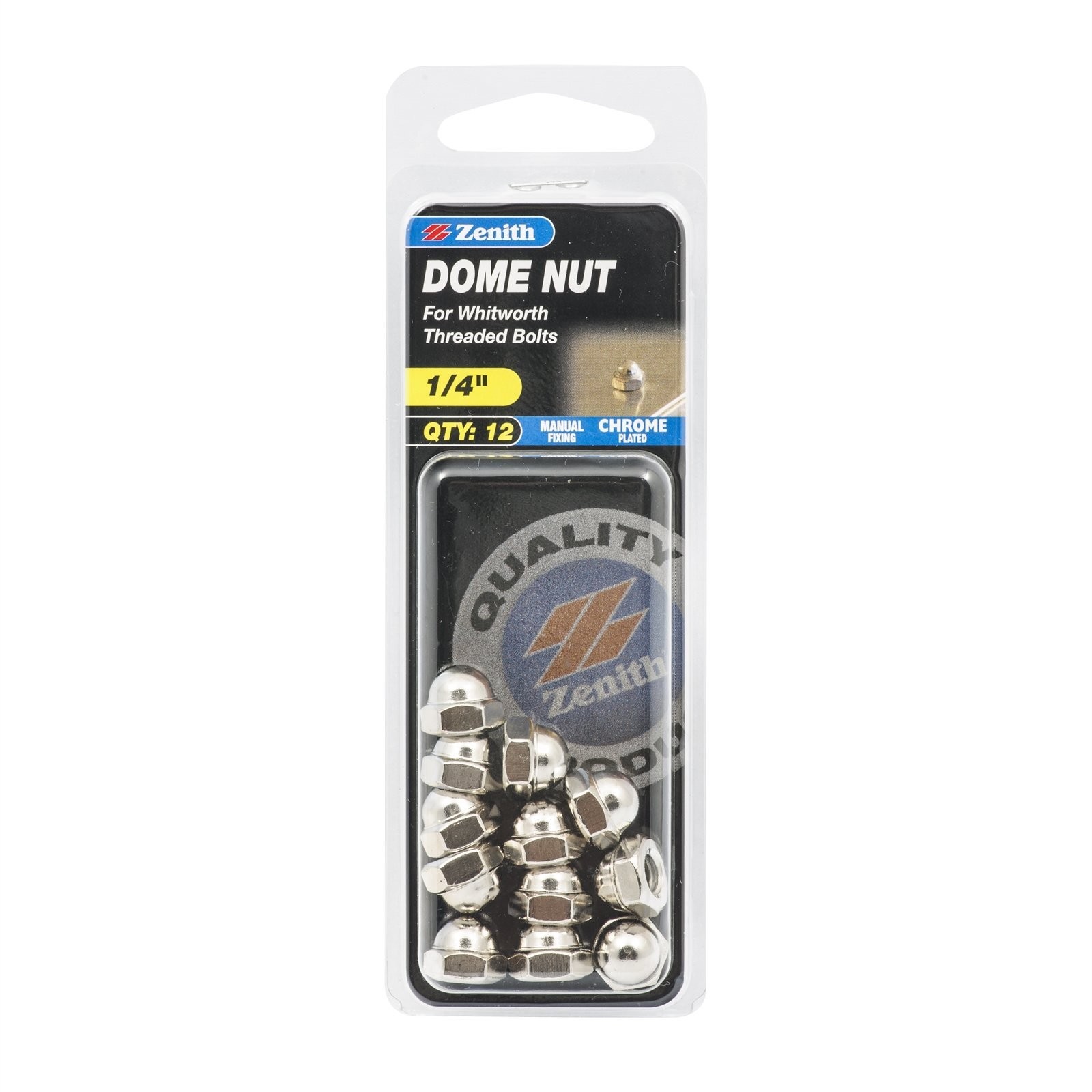 Zenith 1/4" Chrome Plated Dome Nut 2 pcs