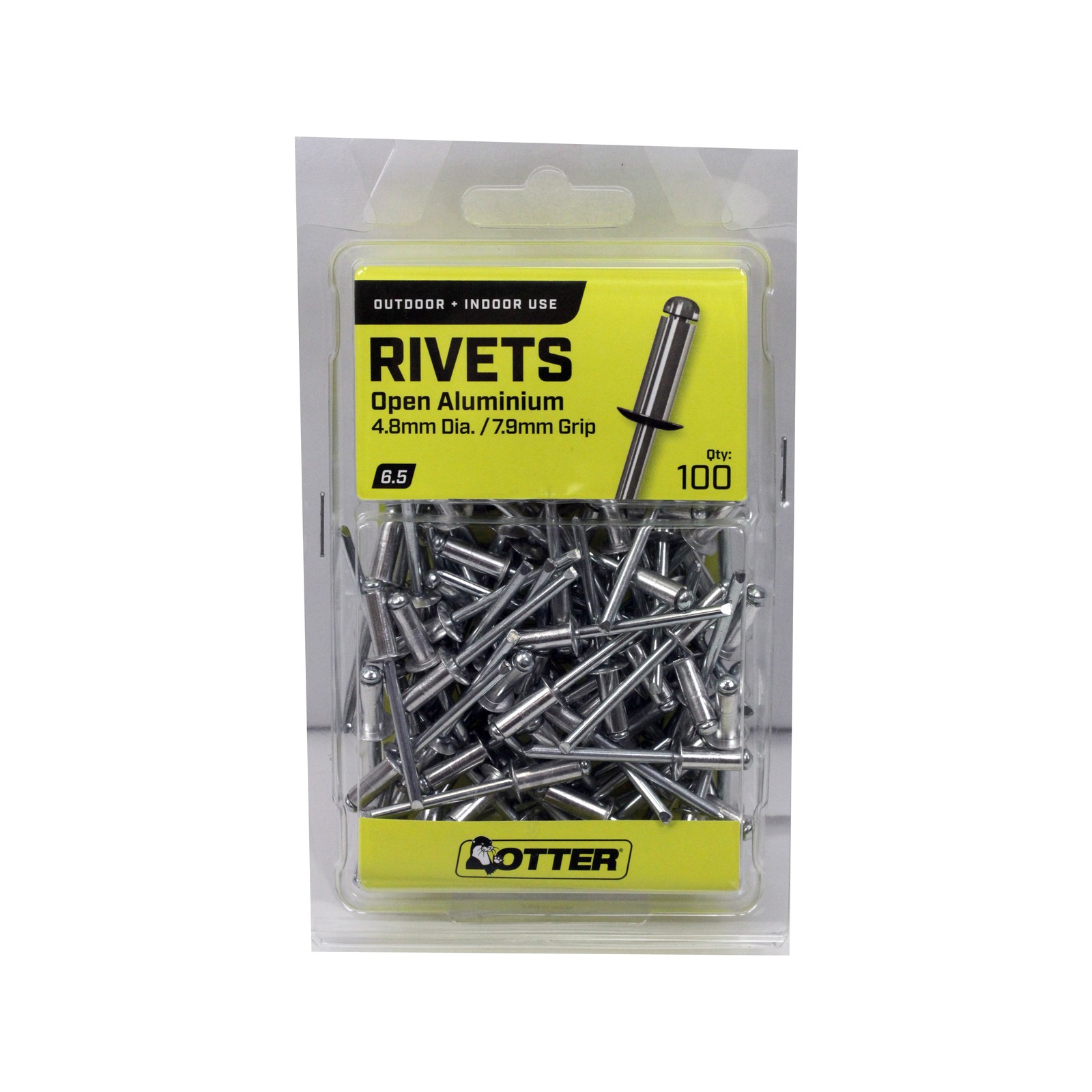 Otter 4.8 x 7.9mm Open Aluminium Rivets - 100 pieces