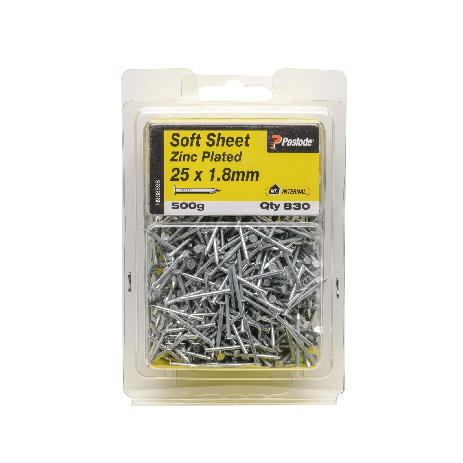 Paslode 25 x 1.8mm 500g Zinc Plated Soft Sheet Nail - 830 pieces