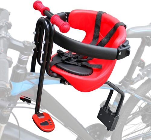 BCSRD Bike Front Mounted Child Seat Kids Top Tube Red Detachable Armrest
