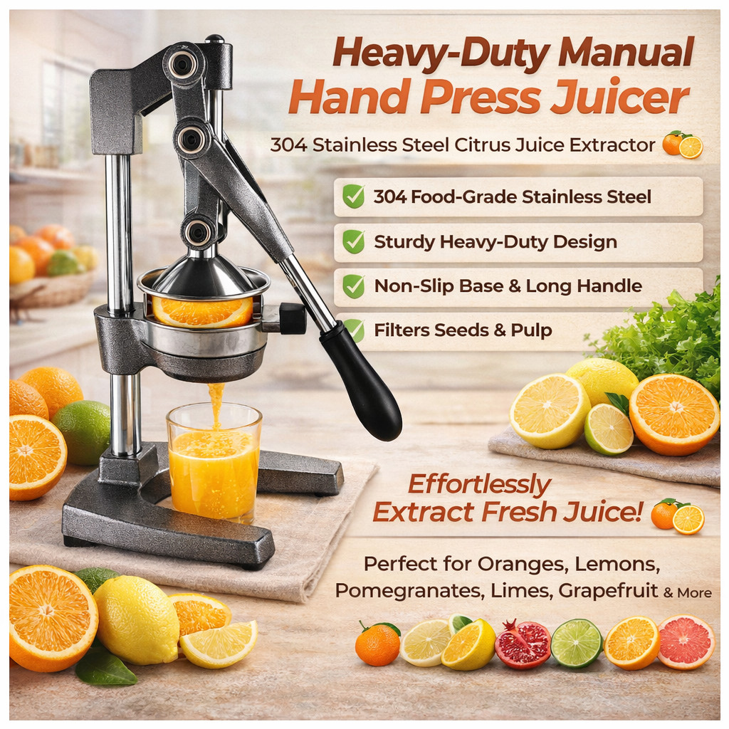Commercial Manual Hand Press Citrus Orange Juicer Juice Extractor Squeezer Grey