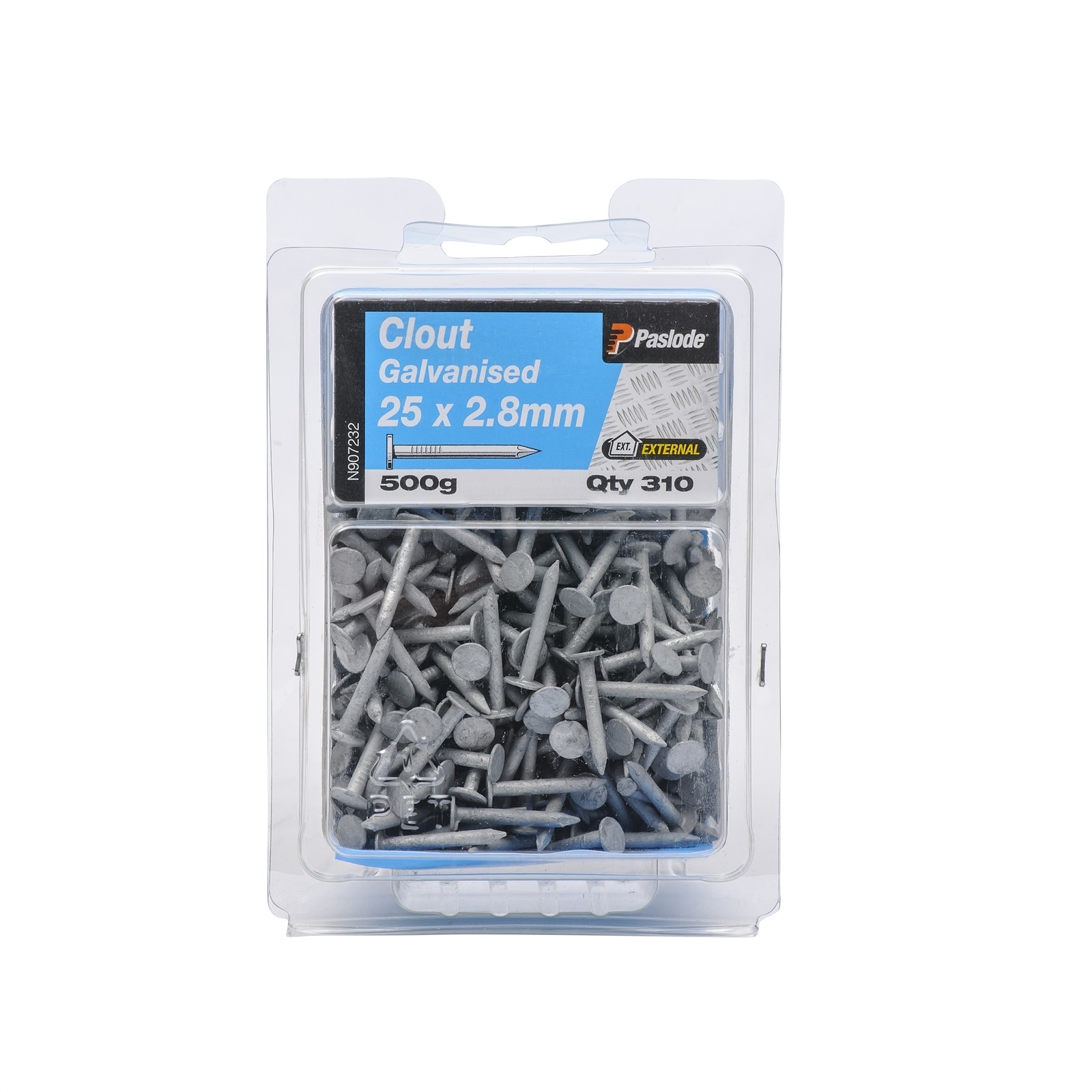 Paslode 25 x 2.8mm 500g Galvanised Clouts - 310 pieces